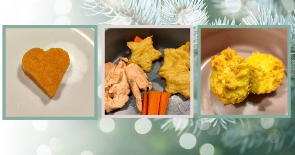 Weihnachtsmenü für Hunde - 3 Gänge mit Kürbis, Lachs, Kartoffeln, Muffins